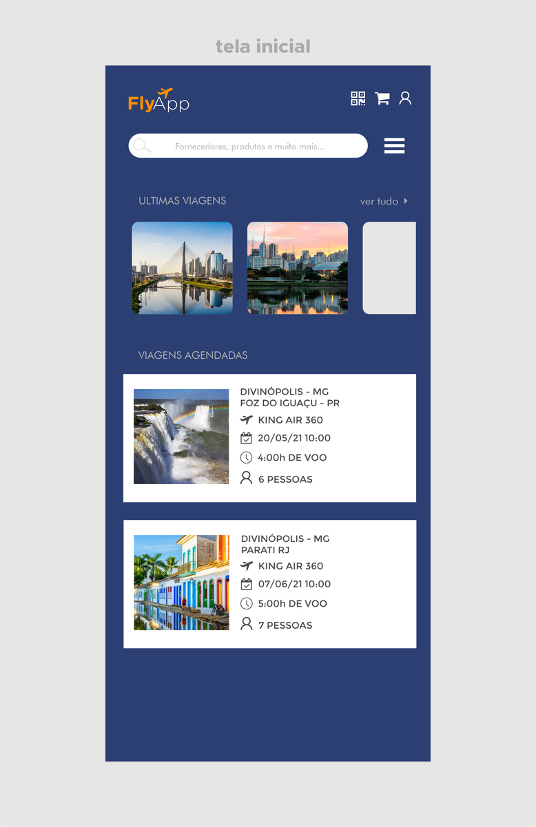Tela do aplicativo FlyApp